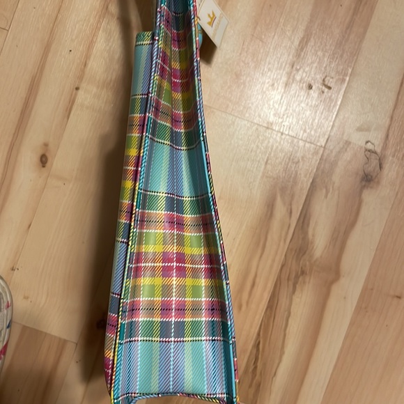 Baekgaard tartan brights tote bag in Caribbean Blue BNWT - Picture 5 of 10